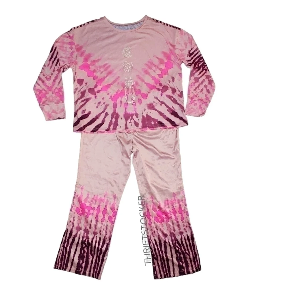 Pink tie dye Justice pajamas